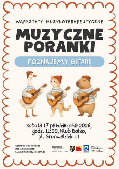 Plakat wydarzenia:  Warsztaty muzykoterapeutyczne | Muzyczne poranki 